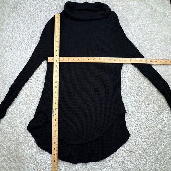 We The Free Waffle Knit Turtleneck Top Black - Picture 8 of 8